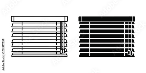 Window blinds set featuring outline and solid black for home interior and decor concepts shades curtains