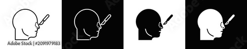 Foto Rhinoplasty Icon Set White And Black Background Style