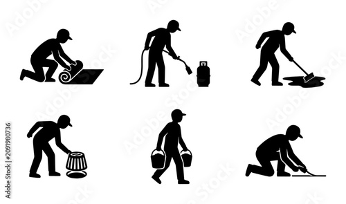 Tableau sur toile Pest Control Service Icons, Insect Extermination Silhouettes, Professional Bug S