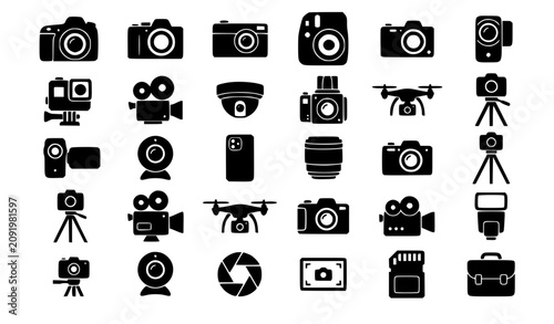 Konstfotografi Vector illustration set of professional photography and videography equipment ic