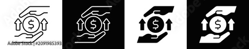 Benefit icon set White And Black Background Style