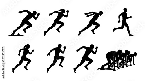 Foto Running Silhouettes Collection: Sprinting Athletes, Track and Field Action, Race