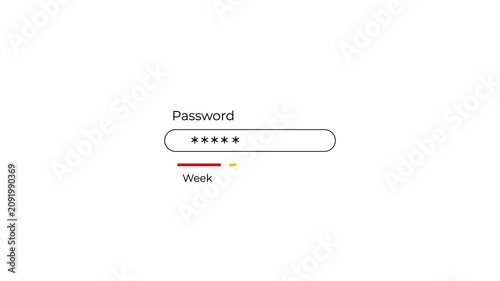 animated password strength indicator with typing effect weak medium strong ui animation on transparent background.