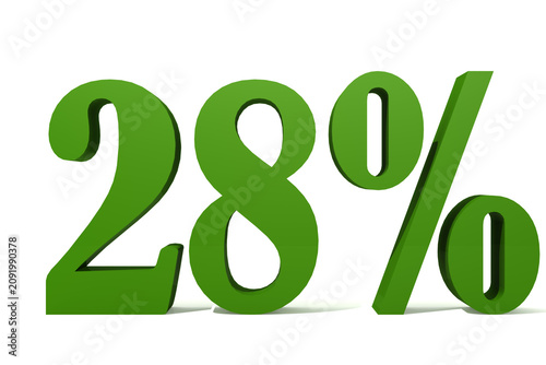 Twenty eight percent isolated on white