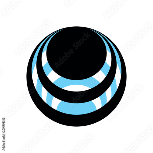 Vector illustration of a globe on a blank background; the design is editable and the colors can be changed. A circular icon suitable for map or GPS applications.