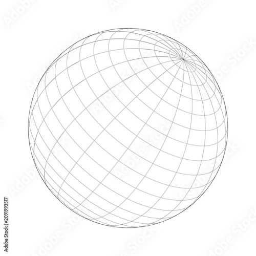 Vector illustration of a globe on a blank background; the design is editable and the colors can be changed. A circular icon suitable for map or GPS applications.
