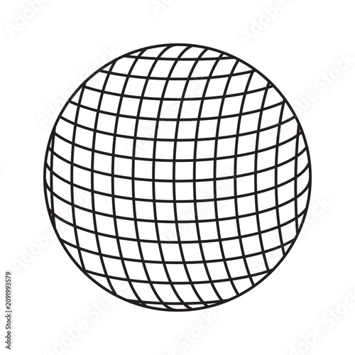 Vector illustration of a globe on a blank background; the design is editable and the colors can be changed. A circular icon suitable for map or GPS applications.