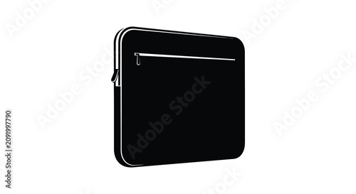Foto Laptop sleeve with zipper closure black silhouette against a white background