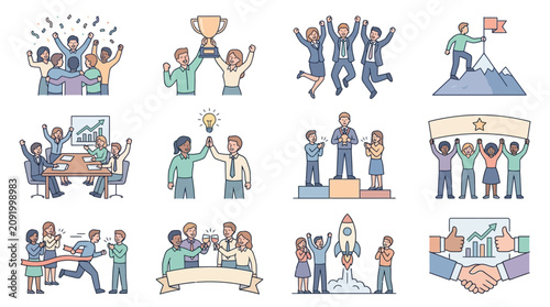 Tableau sur toile People celebrating and winning together.