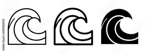 Foto Ocean Wave Icons, Sea Swell Symbol, Water Ripple Graphic, Marine Element Set, Na