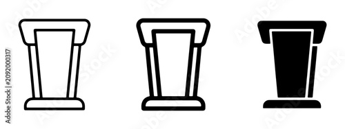 Foto Podium Icons, Lectern Symbols, Presentation Stands, Public Speaking Furniture, D