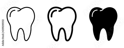 Obraz na płótnie Dental Icons Set: Outline and Solid Tooth Graphics for Oral Health and Dentistry