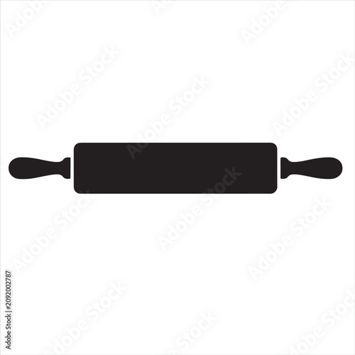 Canvastavla Wooden Rolling Pin Black Silhouette Vector Baking Tool