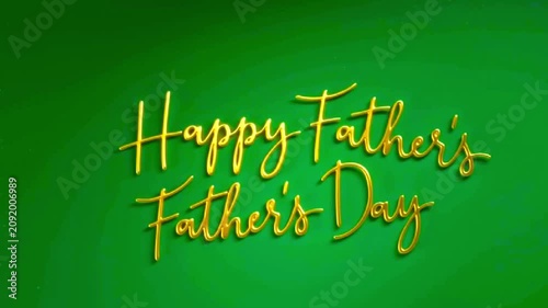Golden neon Happy Father’s Day sign glowing on a green background, creating a warm celebration atmosphere.