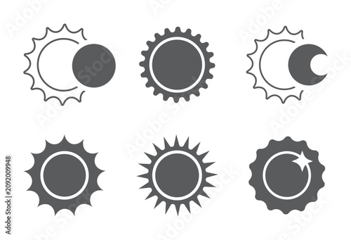 Eclipsed Sun and Solar Shadow Icon Collection
