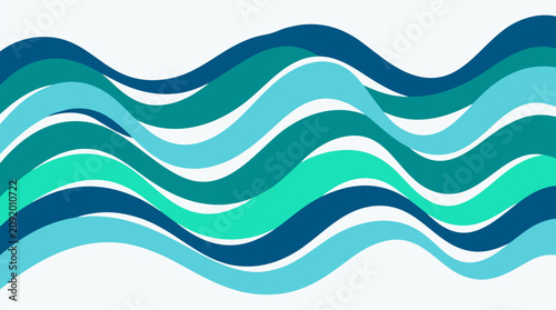 Cuadro en lienzo Abstract wavy ribbon layers undulating in vibrant ocean blue teal aqua turquoise