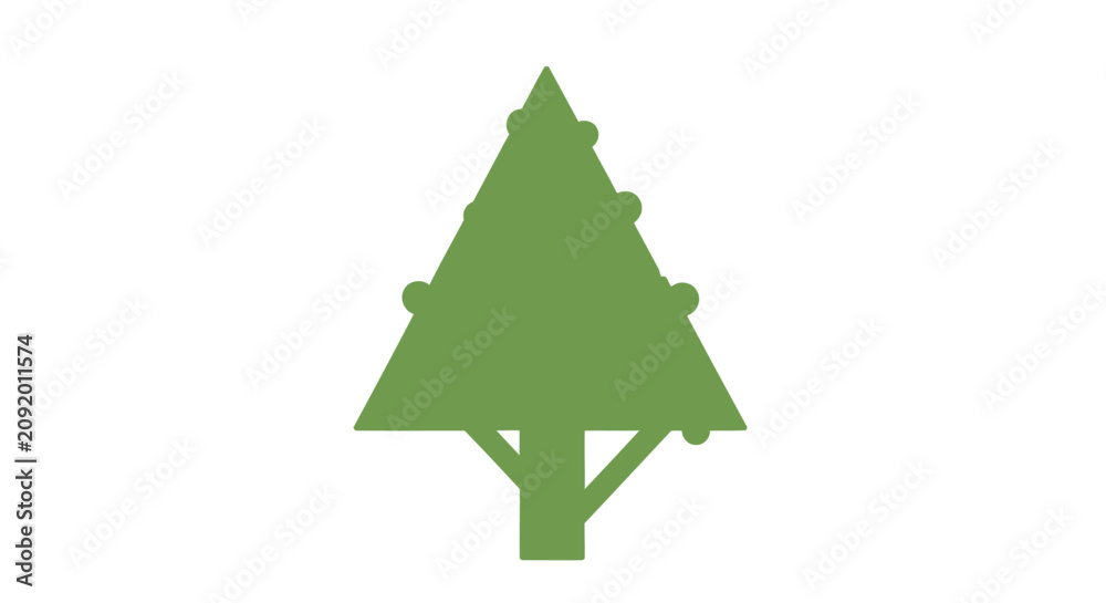 Fototapeta premium Green Christmas Tree Icon Shape.