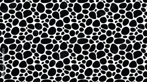 Abstract seamless pattern with black rounded blobs on transparent background texture design vector.