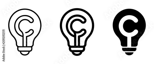 Bild auf Leinwand Copyright Symbol Lightbulb Icons, Intellectual Property Idea Concepts, Creative
