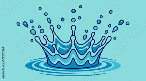 Vászonkép Dynamic water splash crown with suspended droplets creating symmetrical ripples