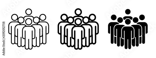 Bild auf Leinwand Group of People Icons, Crowd Silhouette, Teamwork Symbols, Community Representat