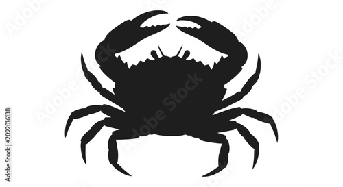 Tableau sur toile Black crab silhouette against a white background marine invertebrate form