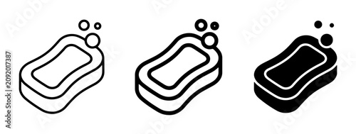 Tableau sur toile Soap Bar Icons, Hygiene and Cleaning Symbols, Bubbles and Suds Vector Graphics