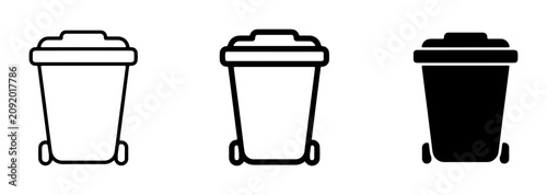 Cuadro en lienzo Wheelie Bin Icons, Trash Can Symbols, Waste Management Graphics, Recycling Conta