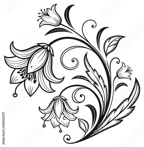 Vintage style black and white flowers