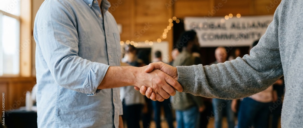 Fototapeta premium Professional Handshake at a Community Meeting
