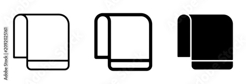 Photos Towel Icons Set: Simple Line Art and Solid Black Vector Graphics for Bath, Kitch