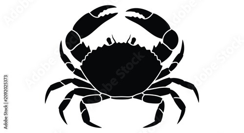 Billede på lærred Black crab silhouette on a white background marine invertebrate depiction