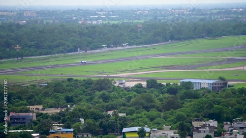 Runway shot with aircraft at Raja Bhoj Airport of Bhopal Madhya Pradesh