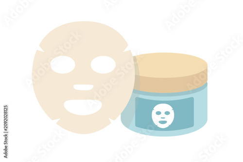 Quadro su tela Sheet Face Mask and Cream Jar for Skincare Beauty Treatment