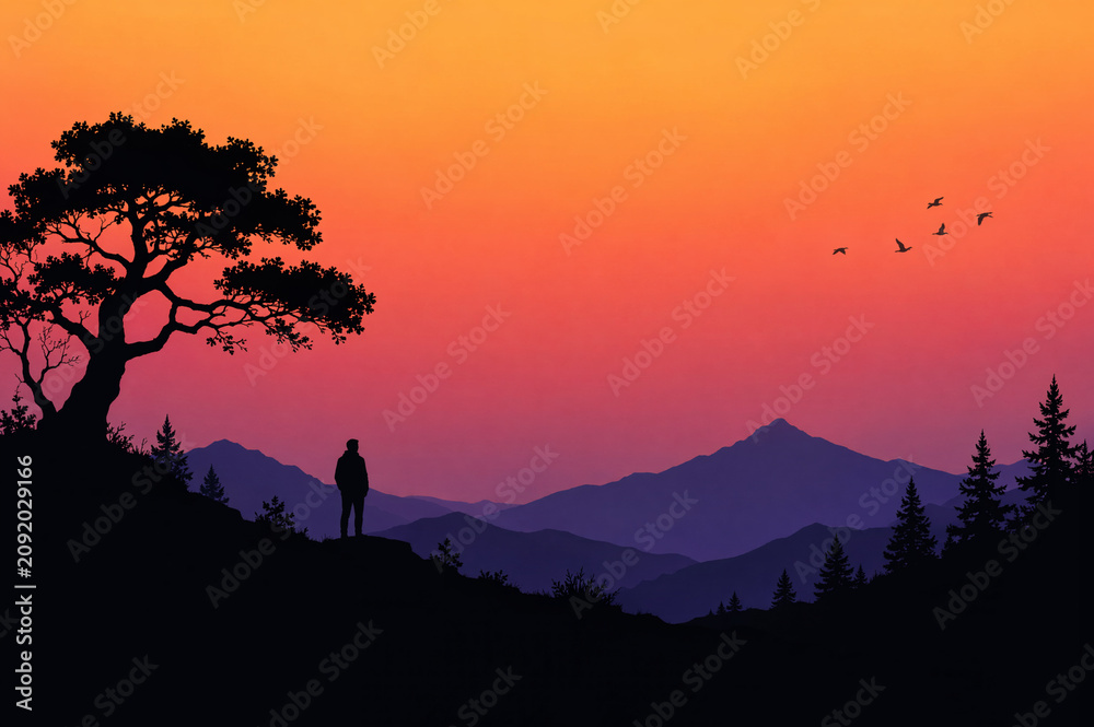 Fototapeta premium sunset in the mountains