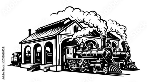 Vintage Steam Trains in Engine Shed
