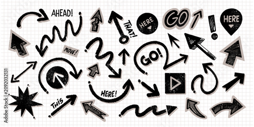 Hand Drawn Doodle Arrow Set – Sketch Direction Icons Collection