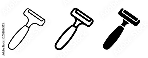 Konstfotografi Cheese Slicer Icons, Kitchen Utensil Vector Set, Food Preparation Tools, Simple