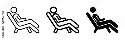 Canvastavla Relaxation Icons, Person Lounging on Deck Chair, Leisure and Rest Symbols, Minim