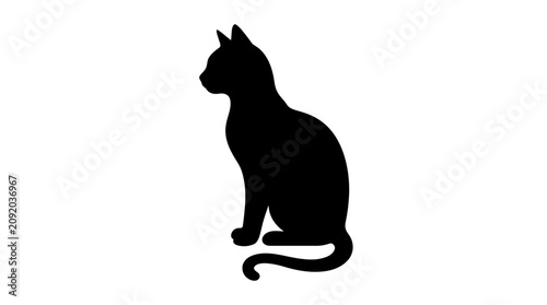 Obraz na plátně Black cat silhouette, feline icon, pet vector, animal shape