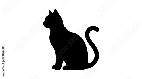 Fotografie Black cat silhouette, feline icon, pet vector, animal shape