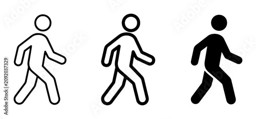 Fotografía Walking Man Icons, Pedestrian Symbols, Silhouette and Outline Figures for Naviga