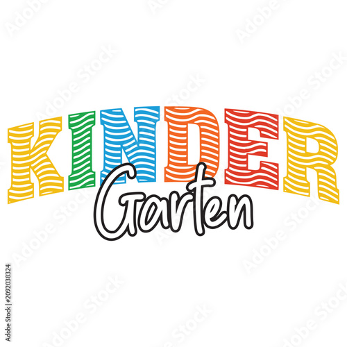 Fotografie Kindergarten color vector design, Back to school lettering, Teacher shirt vector