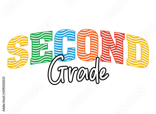 Tablou pe pânză Second grade color vector design, Back to school lettering, Teacher shirt vector