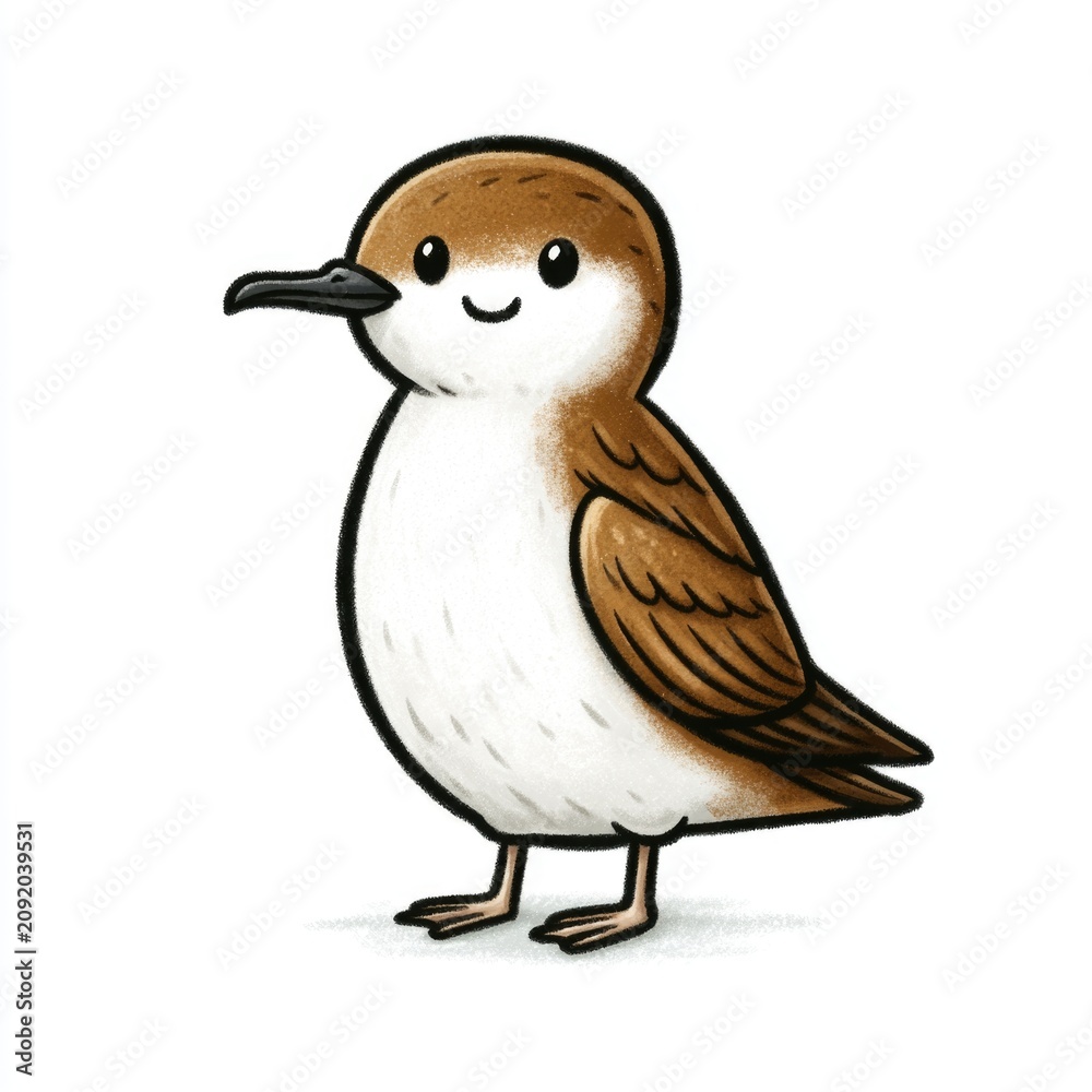 Fototapeta premium Cute Cory's shearwater doodle illustration for children
