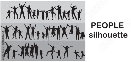 architectural vector illustration of a silhouettes of people