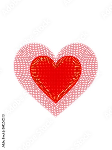 Shiny dot art design featuring a bold red heart against a clean white background, design, festive