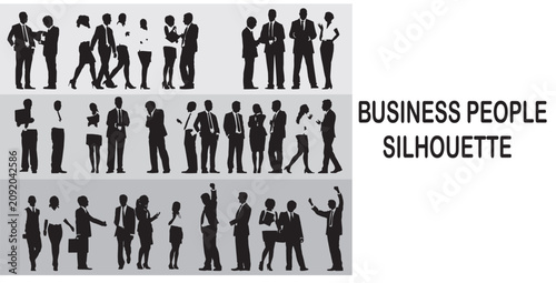 silhouettes  group of standing business people vector 