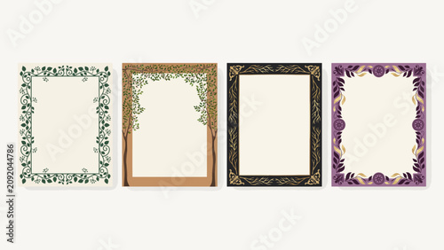 Elegant decorative picture frames with intricate floral and geometric designs