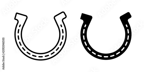 Bilde på lerret Horseshoe icon in solid fill style, displayed on a white background in black color